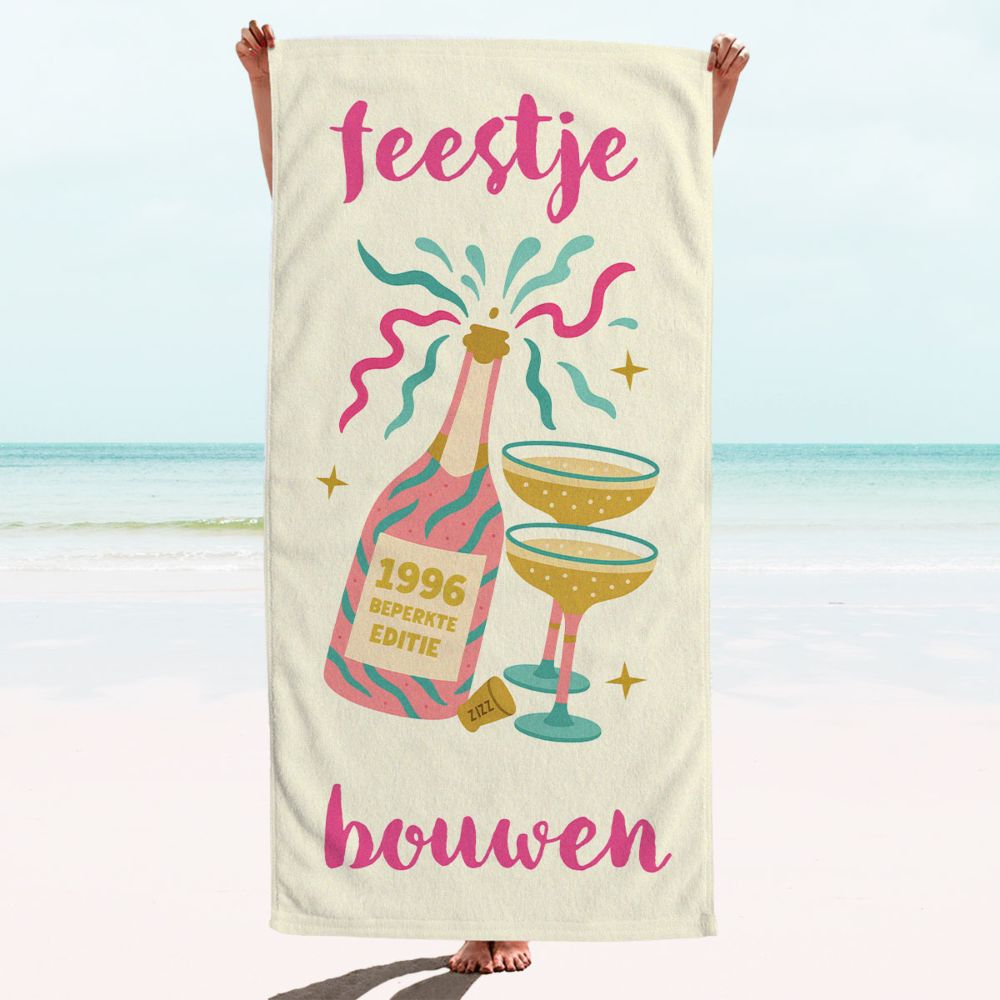 Personalisierbares Handtuch mit Champagner und Text