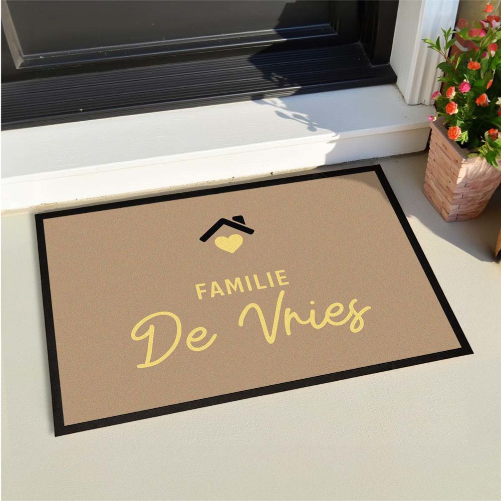 Personalisierbare Fußmatte mit Text und Symbol