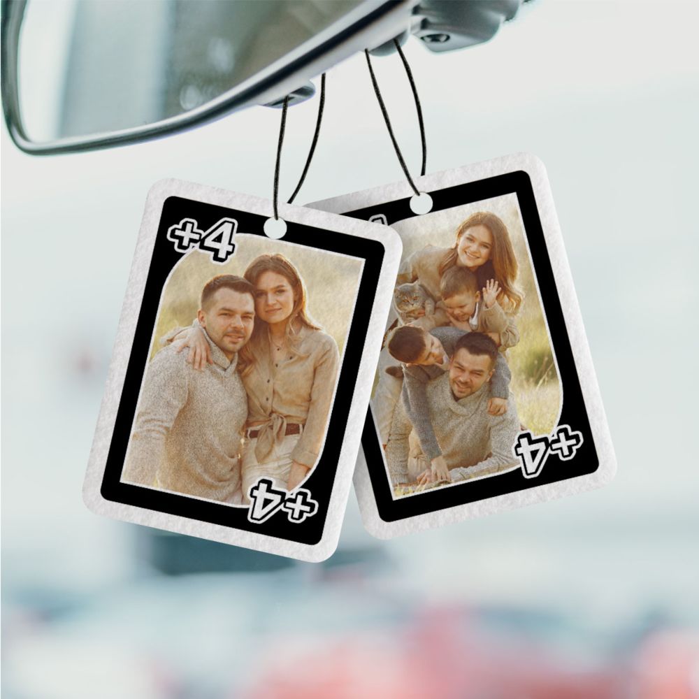 Gepersonaliseerde geurhanger speelkaart met foto set van 2