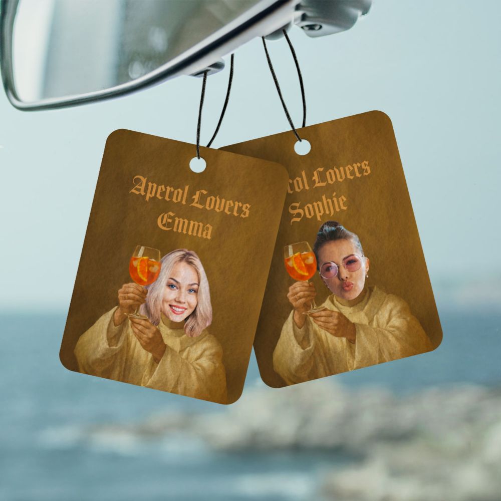 Personaliseerbare geurboom 2-delige set Aperol-design met gezicht
