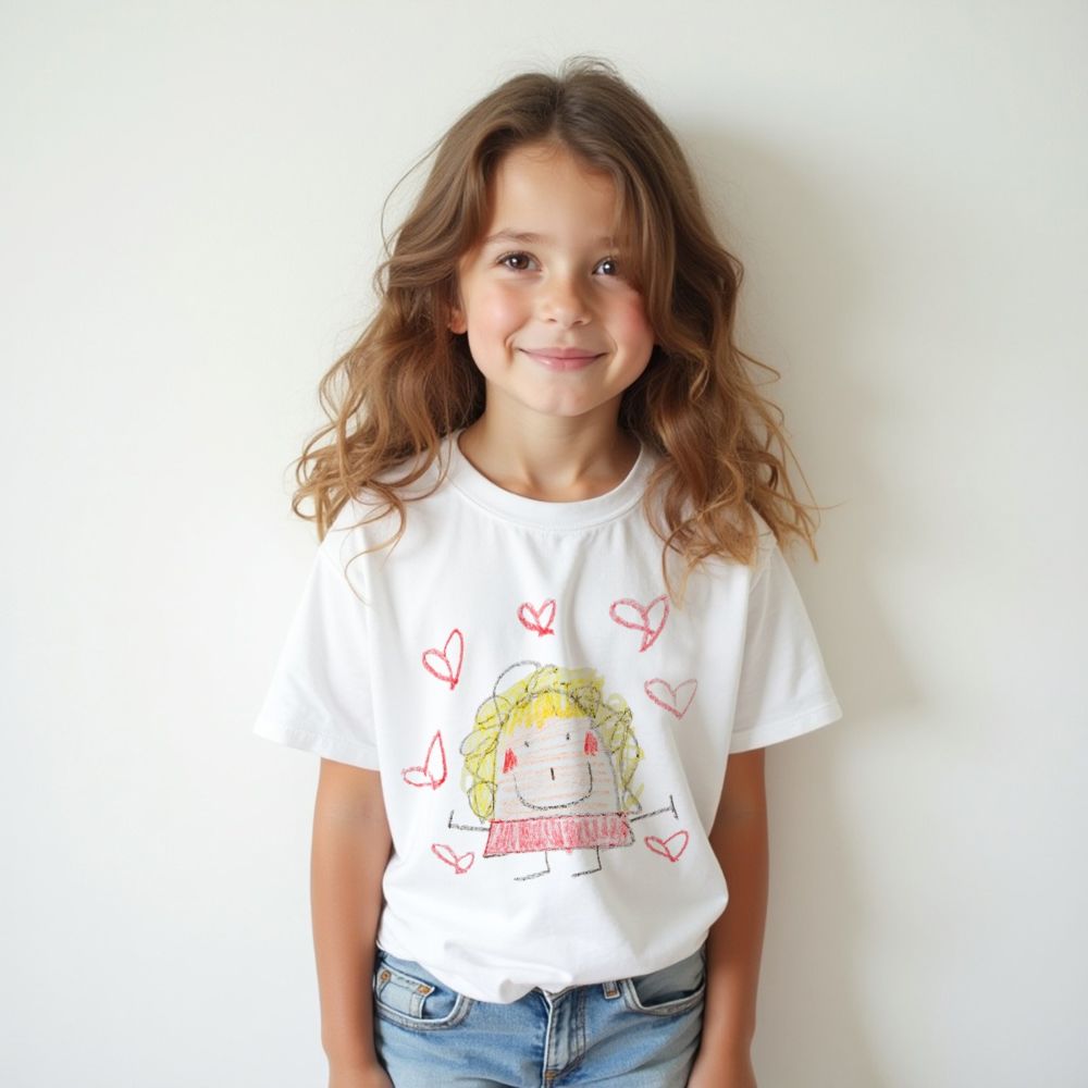 Gepersonaliseerd t-shirt voor kinderen met jouw tekening