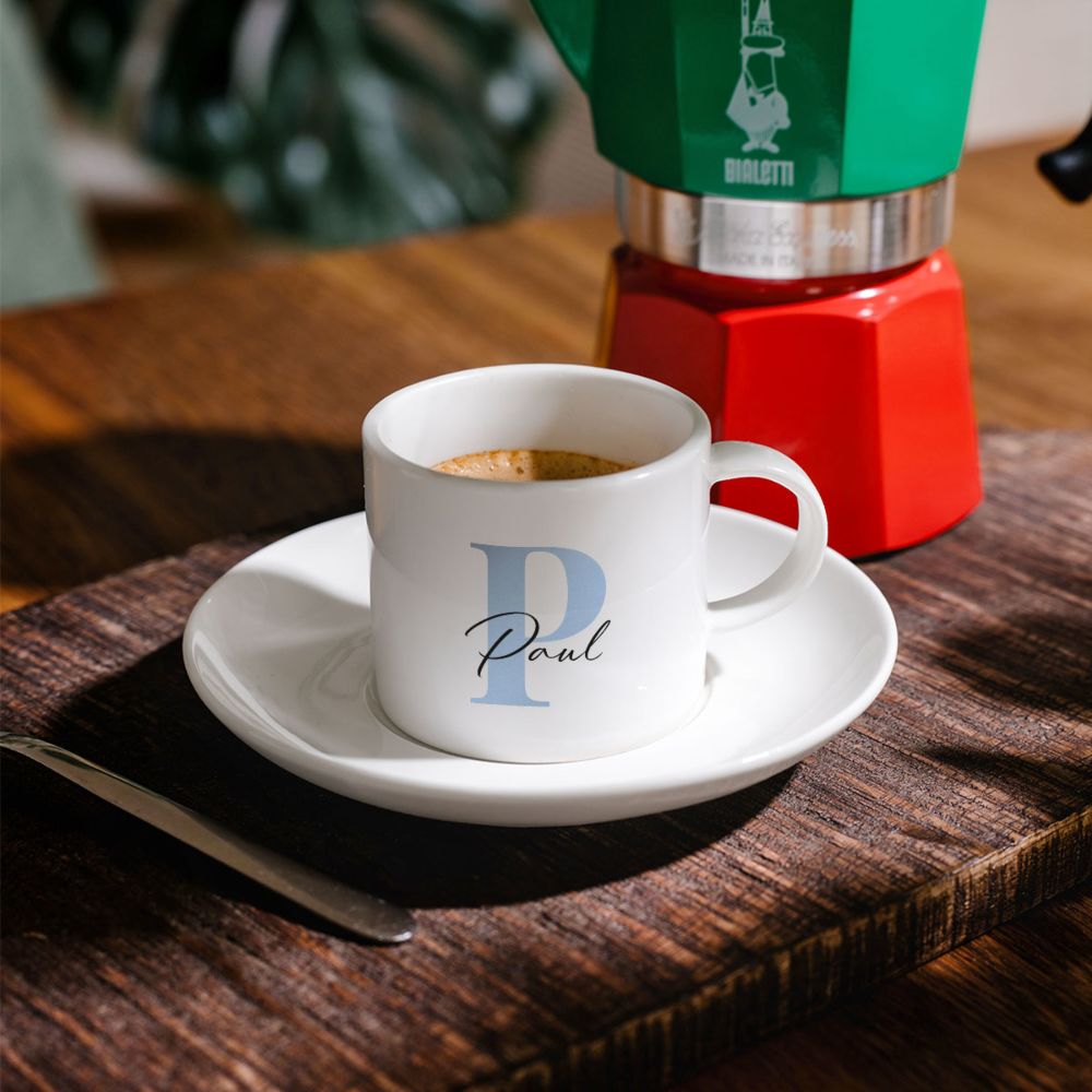 Gepersonaliseerde espresso mok set van 2 met monogram