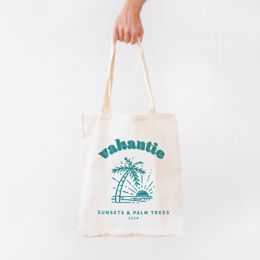 Gepersonaliseerde tote bag met vakantie illustratie