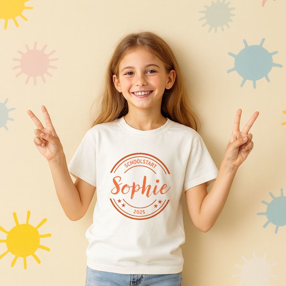 Gepersonaliseerd t-shirt voor kinderen met cirkel en tekst
