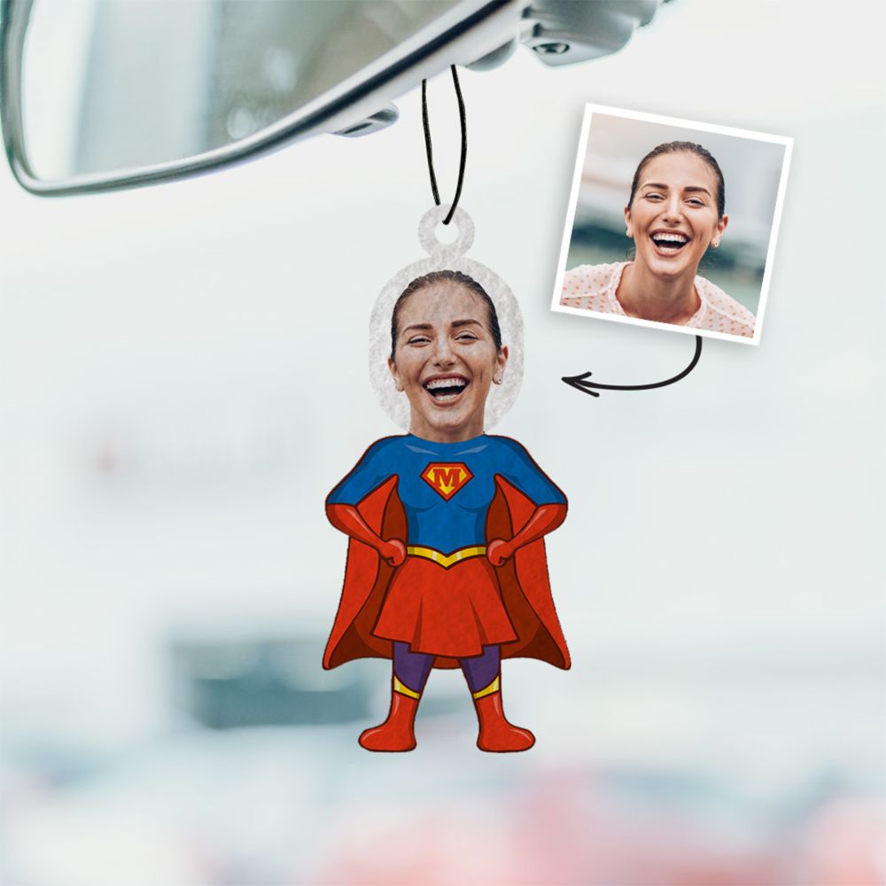 Superheldin Gepersonaliseerde Geurhanger met Gezicht set van 2