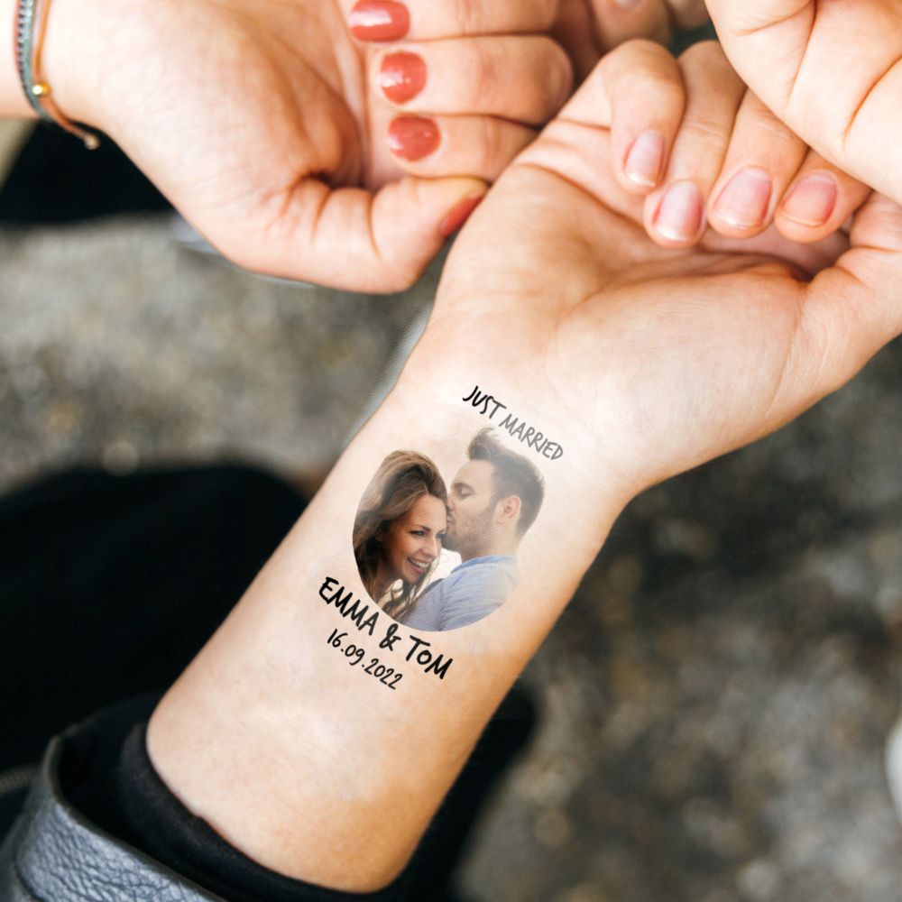 Gepersonaliseerde Nep Tattoos met Gezicht en Tekst set van 4