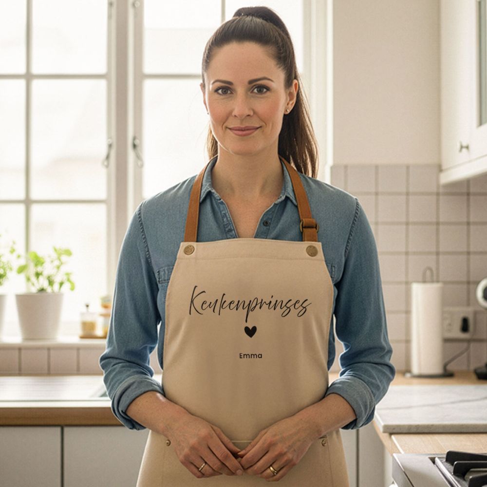 Personaliseerbaar schort met tekst en symbool