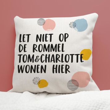 Personaliseerbare kussensloop met tekst