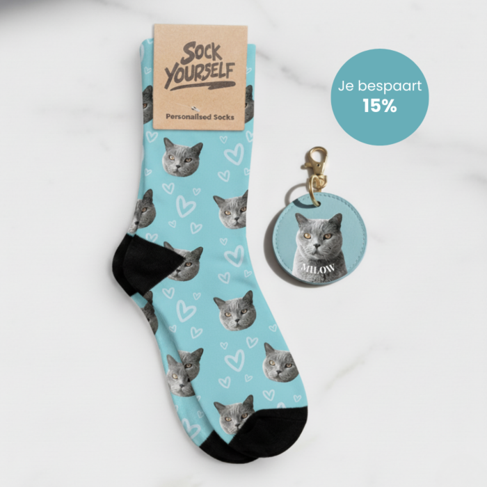 Cadeauset huisdierensokken en sleutelhanger