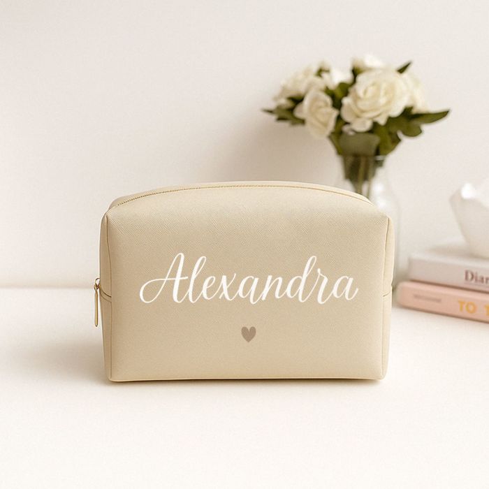 Gepersonaliseerd make-up tasje met naam en symbool