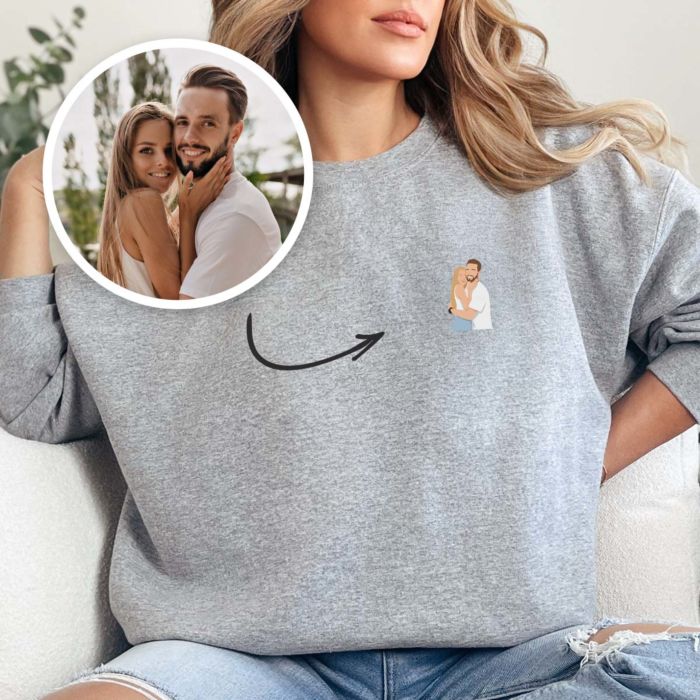 Gepersonaliseerde trui met kleine illustratie