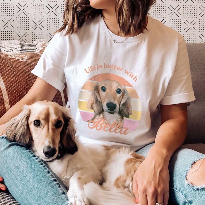 Gepersonaliseerd retro t-shirt met huisdier