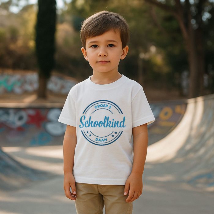 Gepersonaliseerd t-shirt voor kinderen met cirkel en tekst